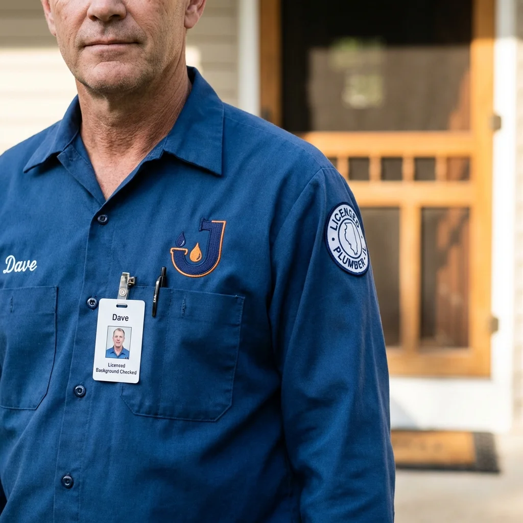 Licensed plumber showing ID badge in Charlotte Hall, MD